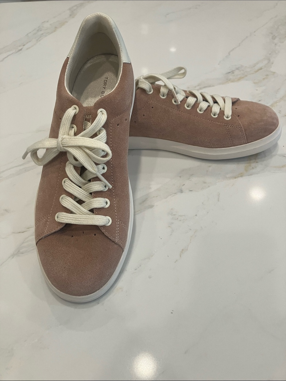 Tory Burch Dusty Rose Suede Lace-Up Sneakers Sz 9.5 - NWT